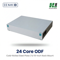 Rak Distribusi Serat Optik HJ 24 Core ODF 19 Inch 1U Geser Singlemode/Multimode dengan Adaptor SC FC untuk Telekomunikasi Data