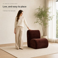 Fauteuil modulaire sans accoudoirs en chenille marron foncé, module de canapé individuel rembourré avec coussin moelleux, siège confortable pour salon