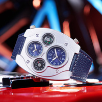 OULM 9155 Erkek Stili Benzersiz Marka Quartz Mekanizmalı Kol Saati Büyük Kadran Deri Kayışlı Pusulalı Lüks Erkek Saatleri Montres Reloj