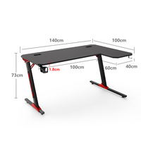 Vente en gros d'usine, nouveau bureau d'ordinateur en métal RGB, bureau de jeu pour PC, bureau en forme de L, bureau d'angle avec porte-gobelet pour salle de jeu