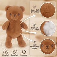 Adorable Ours en Peluche Marron Doux et Moelleux, Coussin Réconfortant en Coton PP, Ours Classique à Câliner, Cadeau d'Anniversaire pour Enfants, Décoration Maison
