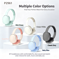 Casque audio sans fil BT 5.4 supra-auriculaire, pliable, longue autonomie, étanche IPX5, idéal pour le sport et les voyages, modèle P2961, très demandé
