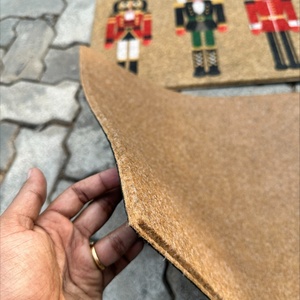 Polyester <b>Recycled</b> <b>Rubber</b> Ornament Tradition Border Faux Coir 18 In. X 30 In. Holiday Doormat - Product Image 4