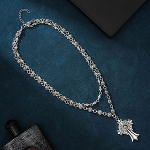 Set di Collane in Stile Vintage Cromato con Totem, Gioielli Gotici con Spada, Croce e Drago per Uomo - Product Image 3