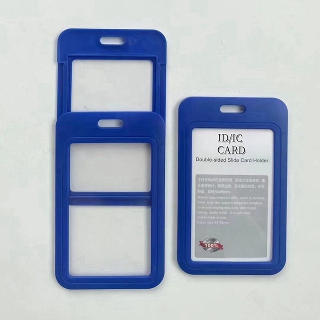 New Double Sided Clear Window Sliding ID Card Holder Hard ABS Plastic Office Name Badge Holder
