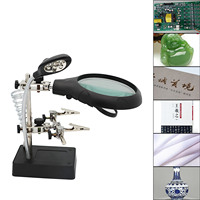 5X 8X 10X LED Light Helping Hands Magnifier Soldering Station,Magnifying Glass Stand with Auxiliary Clamp and Alligator Clips