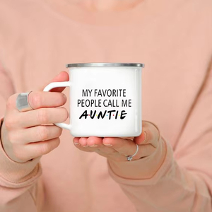 Mug émaillé « Cool Aunt » – Tasse à café amusante pour <span class=keywords><strong>tante</strong></span> avec motif léopard et arc-en-ciel – Mug de <span class=keywords><strong>camping</strong></span> – Le meilleur cadeau pour <span class=keywords><strong>tante</strong></span> – Idéal pour un anniversaire - Product Image 2