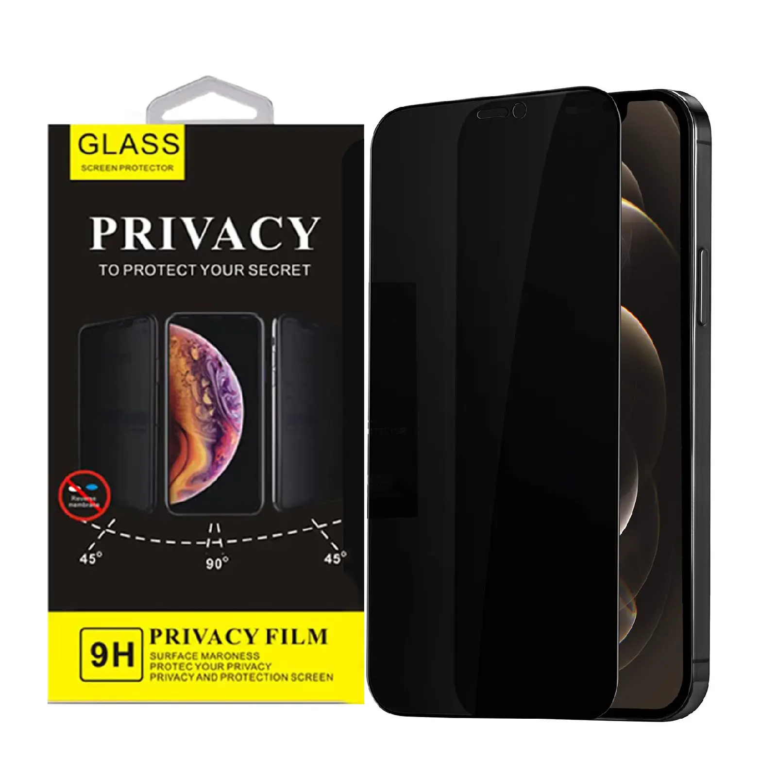 9d 9h Anti Spy Privacy Xr 11 12 13 Pro Max Cell Phone Screen Tempered Glass Protective Film for iPhone Screen Protector