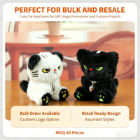 Porte-clés en peluche chat grincheux mignon personnalisé, pendentif animal doux 8 x 8 x 10 cm pour sacs, cadeaux et revente