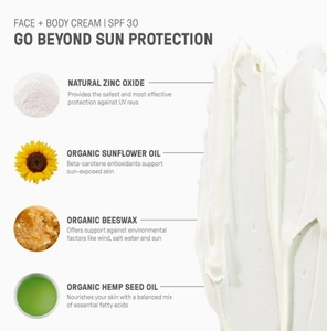 Mineral Sunscreen <strong>SPF</strong> <strong>30</strong> <strong>Face</strong> and Body Cream Zinc Oxide Water Resistant Reef Safe Natural Sun Cream for Beach and Daily - Product Image 4
