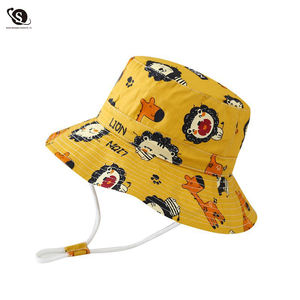 Printemps et automne mince bébé crème solaire dessin animé impression pêcheur chapeau large bord pêcheur Cool imprimé enfants coton seau chapeau - Product Image 5