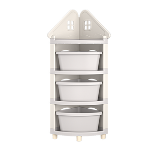 Estante de almacenamiento de esquina de plástico de 4 capas para niños con cajón, baño, juguete para el hogar, armario de soporte para artículos diversos - Product Image 1