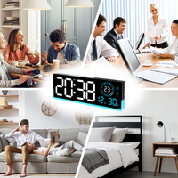 Reloj de Pared Electrónico Digital LED, Grande, con Calendario, Luz Ambiental Nocturna, Decoración para Auto, Estilo Neon