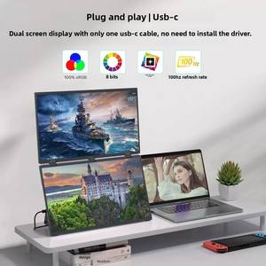 Moniteur portable pliable à double écran IPS LED 18,5 pouces, double FHD 100 Hz, 100 % SRGB, pour ordinateurs portables, bureau extérieur - Product Image 5
