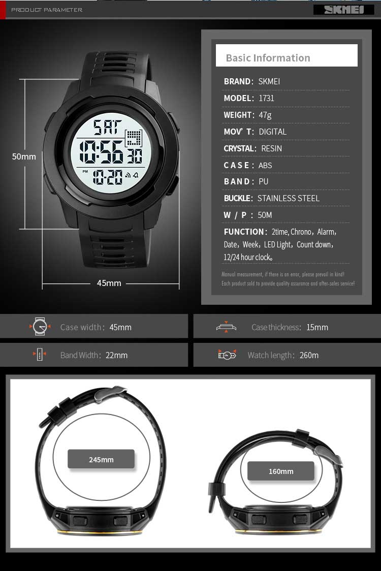 SKMEI 1731 new design made in prc mens digital watch latest PU leather band Waterproof Multi function low moq sports watch facto