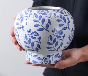 YS <span class=keywords><strong>Vasi</strong></span> Decorativi in Ceramica Blu <span class=keywords><strong>e</strong></span> Bianchi, Fioriere Rotonde in Ceramica per <span class=keywords><strong>Piante</strong></span> da Interno - Product Image 5