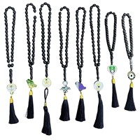 Regalo Religioso, Joyería Musulmana Fina, Collar con Borla Tespih Saudí, Tasbih Islámico, Rosario de Ámbar, Colgante de Metal Personalizado