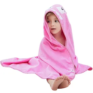 MICHLEY Cartoon Kids Bath Towel Children Animal Design Breathable 100% Bamboo Baby Hooded Bath Towel