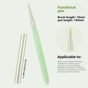 Ensemble de 8 pinceaux pour nail art, manche en résine verte, stylo à gel pour photothérapie, design chrysanthème pour manucure - Product Image 3