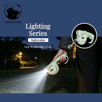 Laisse de chien rétractable automatique avec corde LED pour chiens de petite et moyenne taille, en nylon