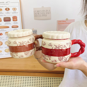 Tasse en céramique de style chinois, design élégant, pour l'eau, pour la maison, pour couple, pour le bureau, tasse à café avec poignée ergonomique - Product Image 5