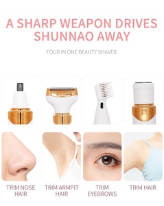 Epilator pembersih rambut elektrik 4 dalam 1, pisau cukur penghilang alis dan hidung tahan air cukur ketiak - Product Image 5