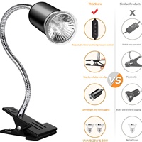 Lampe chauffante UVB UVA pour reptiles (tortues, lézards) avec minuterie automatique, supplément de calcium, petite lampe solaire ronde à pince pour animaux de compagnie