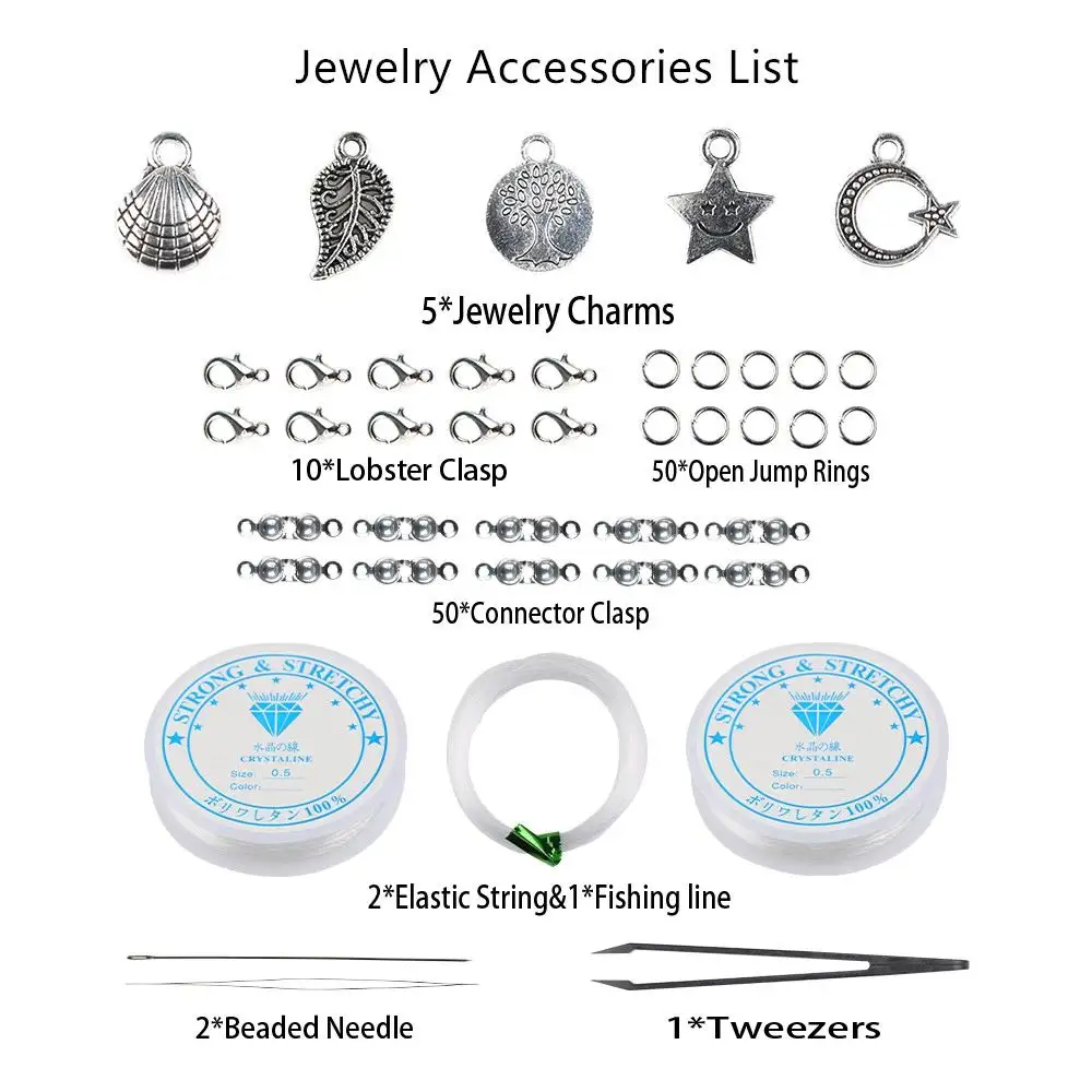 Vente en gros de 2mm coffret de perles de rocaille en verre perles breloques alphabet bracelet bagues accessoires de bricolage kit d'artisanat pour la fabrication de bijoux