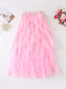 Korean High Waist Pleated Tutu <strong>Skirts</strong> for Women Ruffles <strong>Patchwork</strong> Fashion Elegant Irregular Long Midi A-line <strong>Skirt</strong> Ladies Faldas - Product Image 4