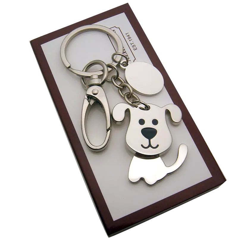 Promozionale unico sveglio di figura del cane catena chiave portachiavi in metallo personalizzati animale