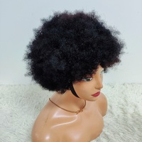 Promo Wig Afro Pendek Keriting Kinky USD10 Dengan Poni Hitam Rambut Asli Alami untuk Wanita Wig Bob