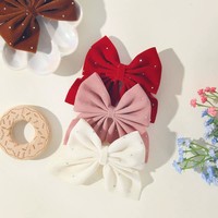 Noeuds de cheveux en tissu velours en gros avec pinces pour filles, strass brillants, accessoires pour cheveux pour filles