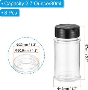 PET Empty Plastic Seasoning <b>Bottles</b> Spice <b>Shaker</b> Powder Containers Pepper Salt Jar With Flapper Cap Spices Jars Set - Product Image 2