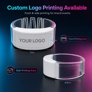 Bracelet LED programmable DMX synchronisé, 3 LED RGB, respectueux de l'environnement, logo personnalisé, <span class=keywords><strong>t</strong></span>élécommande, bracelet <span class=keywords><strong>en</strong></span> silicone clignotant pour - Product Image 3