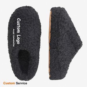 Personalizzato <span class=keywords><strong>uomo</strong></span> inverno peluche Memory Foam nero soffice pelliccia di Shearling con plateau <span class=keywords><strong>ciabatte</strong></span> in lana - Product Image 1