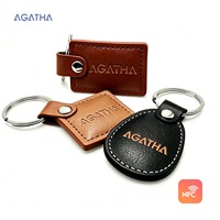 Porte-clés NFC en cuir personnalisé avec étiquette Instagram intelligente Ntag213 Ntag215, carte de visite gaufrée pour homme