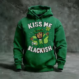 Sweat-shirt à capuche pour homme 100% coton, manches régulières, poche imprimée, respirant, tricoté, vêtement décontracté - Product Image 1