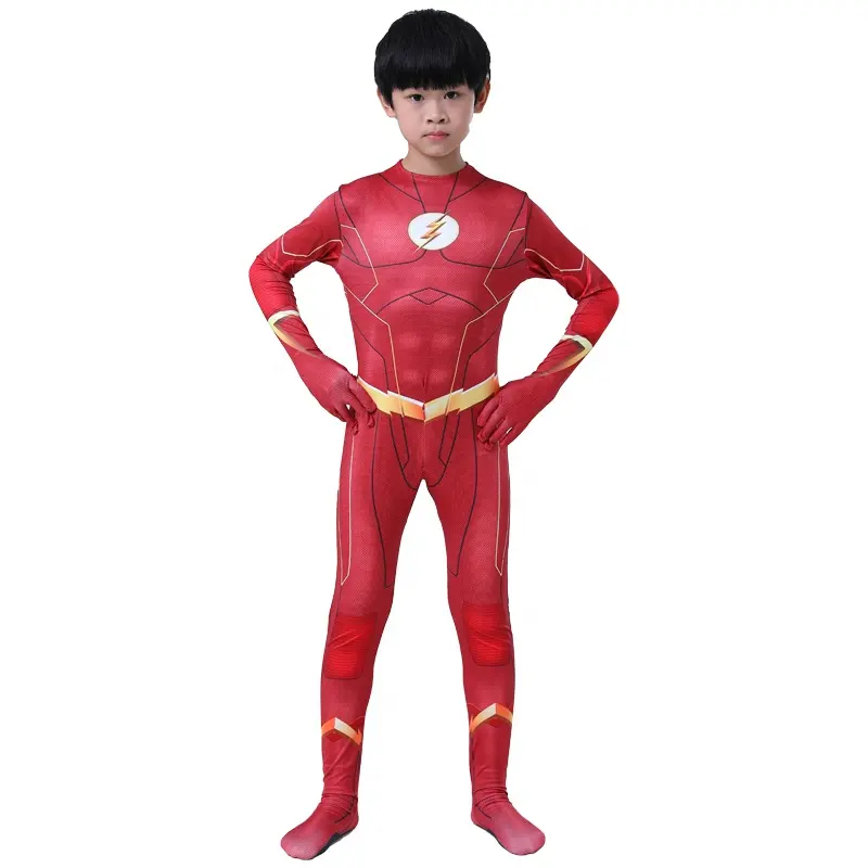 Cool Adults Kids Boys Comic Fantasia Superhero Halloween Carnival Party Outfit Cosplay the Flash Man Children's Costumes Suit
