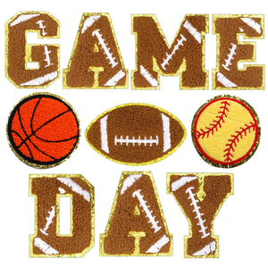 High Quality Game Day Mama Iron on Patches Wholesale Chenille Custom Made Patches With Glitter - Product Image 4