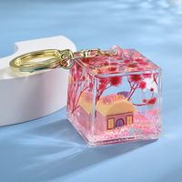 Pendentif Bouteille d'Huile Liquide en Acrylique Tendance Mode, Porte-clés Lumineux pour Couple Fête de Qixi, Sac à Dos Dessin Animé Maison Arbre