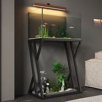 Support de réservoir à poissons moderne et simple en métal à double couche, pour la vie quotidienne, la cuisine en plein air, base robuste personnalisable, boîte de filtre inférieure