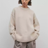 Ensemble coordonné en tricot complet, pull ample à épaules tombantes, écharpe et pantalon assortis, 100% cachemire, costume pour femme