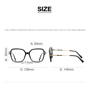 TR90 Chic Unisex Magro Metal Óculos Ópticos Quadro Claro/Preto/Vermelho/Rosa Retangular Anti-Azul Óculos de Luz Óculos - Product Image 3