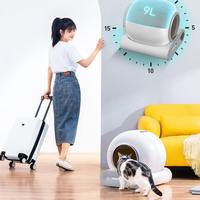 Litière automatique pour chat intelligente Snowpaws, en plastique écologique, ronde, avec pelle à excréments automatique, capacité de 65 L, semi-électrique