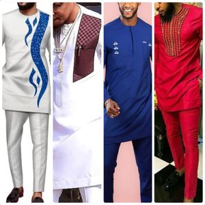 Nouvel ensemble populaire 2026 : Chemise africaine et <span class=keywords><strong>pantalon</strong></span> long, style ethnique, pour <span class=keywords><strong>homme</strong></span>, manches longues, col rond, pull blanc, tenue décontractée - Product Image 4