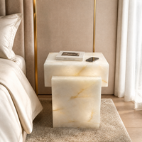 Table basse d'appoint de luxe personnalisée en marbre onyx miel EA pour salon, chambre, hôtel – Meuble en pierre naturelle pour la maison