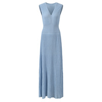Vestido Maxi sin Mangas de Punto Elástico para Mujer, Cintura Ajustada, Color Sólido, Casual y Elegante, Vestidos 2026, Nueva Llegada, Gran Venta