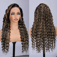 Perruques Water Wave en Cheveux Humains, Lace Front, Sans Colle, Pré-Pluckées, Cheveux de Bébé, 40 Pouces Ultra Longues, Haute Brillance, Noir Naturel pour Femmes, Soyeuses
