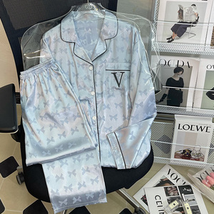 S7322F Bingshi di alta qualità con risvolto sottile <span class=keywords><strong>pantaloni</strong></span> lunghi a maniche lunghe con fiocco per <span class=keywords><strong>casa</strong></span> completo da <span class=keywords><strong>donna</strong></span> taglie forti - Product Image 6