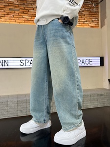 Pantalon <span class=keywords><strong>Cargo</strong></span> Décontracté Garçon OEM ODM Grandes Tailles Couleur Claire Coton Jean pour Printemps Automne Vêtements Chics pour Enfants - Product Image 2